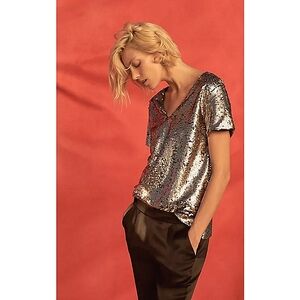 Anthropologie Vanessa Virginia sequined Top Size XS Whimsigoth